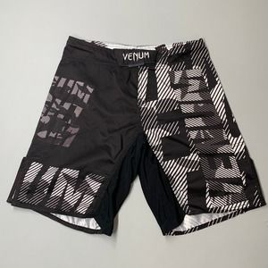 Venum Men Shorts S Black White Adjustable MMA Fighter Drawstring Wrestling Fight